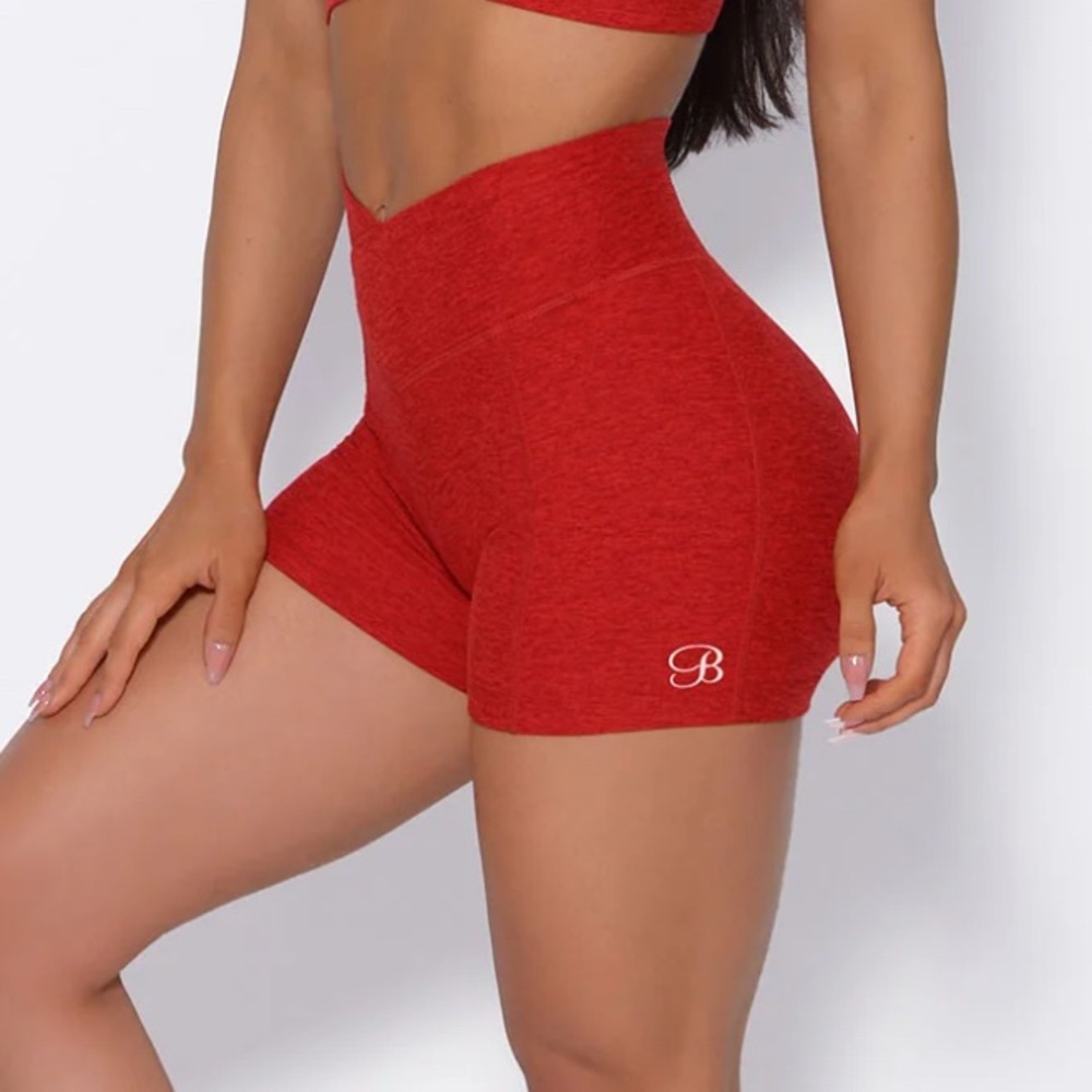Bombshell Sportswear Tiny Waist Shorts in Red